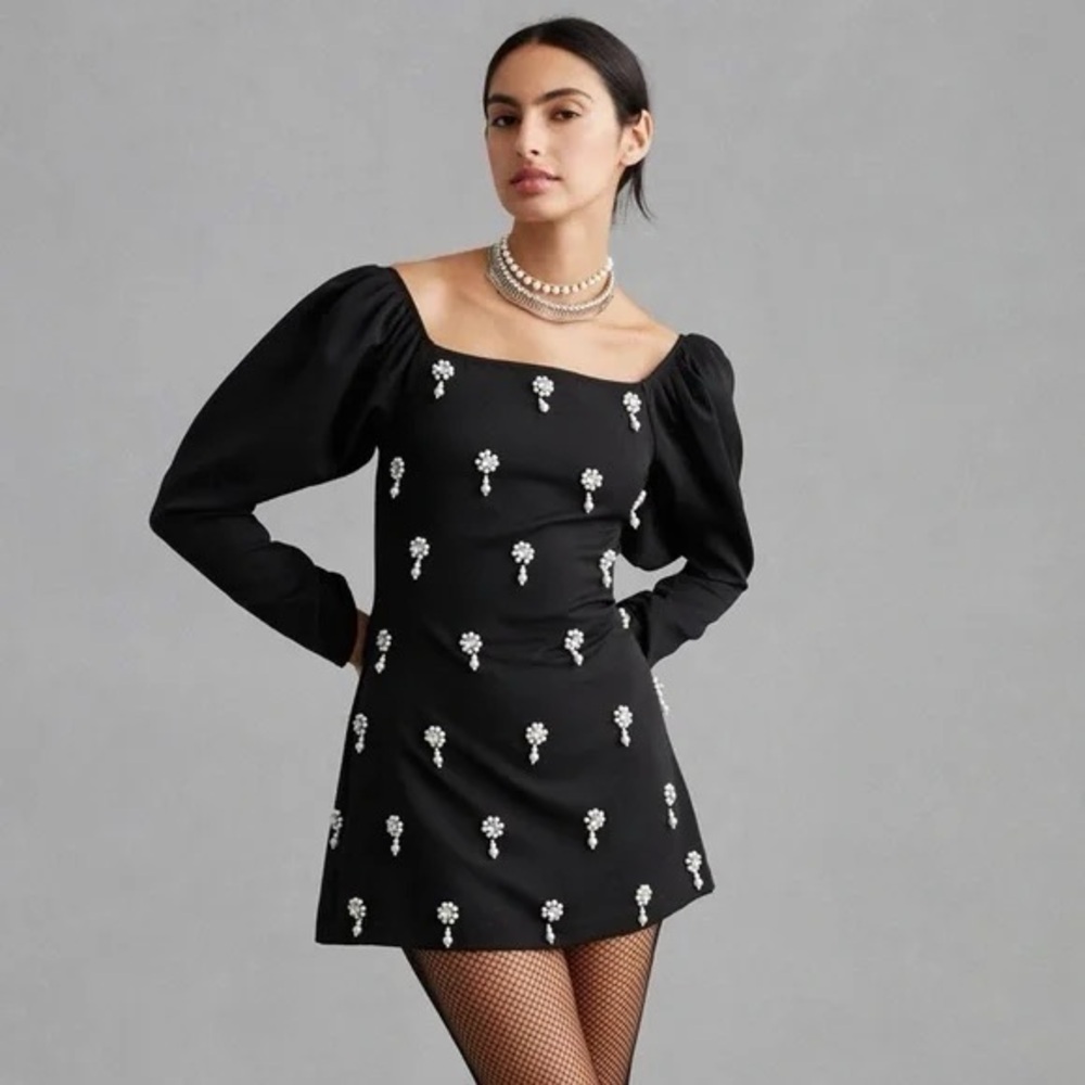 Anthropologie Not So Serious Size 6 Preloved Black Mini Dress with Flaw see pics